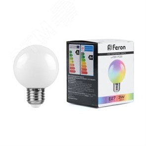 38115 LB-371 3W 230V E27 RGB G60 матовый плавная сменая цвета Лампа светодиодная (уп.10/100шт.) FERON (Китай) 38115