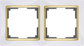 WL03-Frame-02-white-GD Snabb Рамка на 2 поста, белая/золото (уп.10шт.) WERKEL a035253