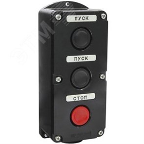 ET519078 ПКЕ 222-3 У2, 10А, 660В, 3 элемента, чёрный и красный цилиндр, накладной, IP54 Пост управления Электротехник (Россия) ET519078