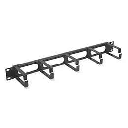 JB08-1U-BK Кабельный органайзер горизонтальный 19" 1U, 5 колец, металлический, цвет черный (RAL9004) Cabeus JB08-1U-BK