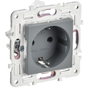 SK-R14-16-1-K03 Skandy Механизм розетки с заземлением и шторками, серый (уп.10шт.) IEK® (Китай) SK-R14-16-1-K03