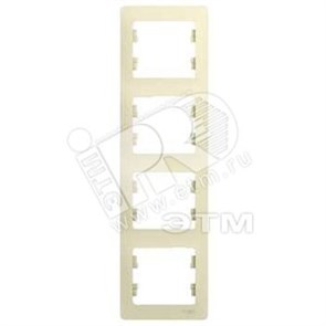 GSL000208 Glossa Рамка вертикальная 4 поста, бежевая (уп.15шт.) Schneider Electric GSL000208