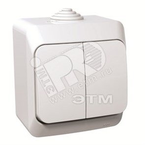BA 10-042B ЭТЮД Двухклавишный выключатель (сх.5) IP44 белый (уп.14шт.) Schneider Electric BA10-042B