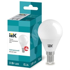 LLE-G45-3-230-40-E14 LED G45 шар 3Вт 230В 4000К E14 Лампа св/д (уп.10шт.) IEK® LLE-G45-3-230-40-E14