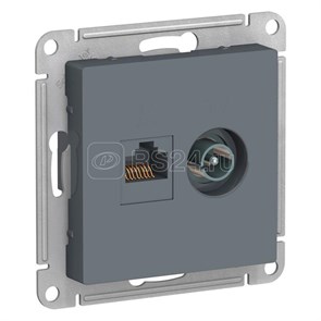 ATN000789 Atlasdesign Механизм розетки двойная TV + компьютерная RJ45, Cat.5e, грифель (уп.10шт.) Systeme Electric (Россия) ATN000789