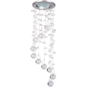 FS16RVECB Ecola MR16 CR1010 GU5.3 Glass Стекло Круг "Хрустальная нить" Прозрачный / Хром Светильник встраиваемый (уп.10/50шт.) FS16RVECB