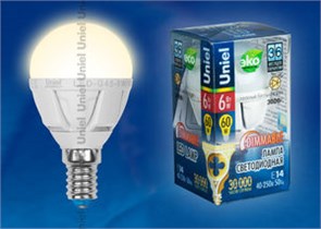 LED-G45-6W/WW/E14/FR/DIM Palazzo P LED 6Вт E14 3000К 600Лм шарик 220В (замена 60Вт) Лампа светодиодная диммируемая ВЫВЕДЕНА ИЗ АССОРТИМЕНТА UL-00000694