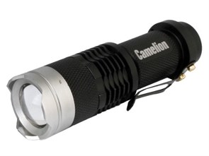 LED5135 черный, LED XPE, ZOOM, 3 реж 1XLR6 в комплекте, алюм. Фонарь Camelion LED5135 черный
