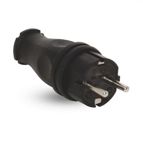MUT-28 Вилка прямая каучуковая 220В 16А с з/к, IP44, черная (уп.50шт.) Mutlusan (Турция) 010083300028