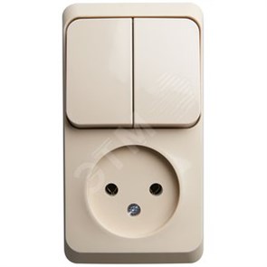 BPA 16-205K ЭТЮД Блок О/У: Розетка без заземления + выключатель 2-клавиш., бежевый (уп.12шт.) Schneider Electric BPA16-205K