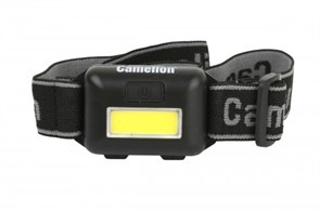 LED5355 Фонарь налобный черный,1Вт COB LED, 3 реж, 3XAAA, пласт, блист. Camelion LED5355