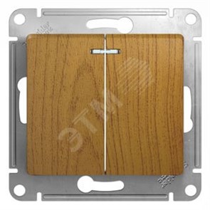 GSL000553 Glossa Двухклавишный выключатель с подсветкой (сх.5а), дуб, механизм (уп.20шт.) Schneider Electric GSL000553
