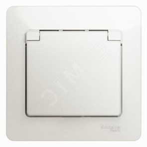 GSL000646 Glossa Механизм розетки 1 гнездо с заземлением со шторками и крышкой, перламутр (уп.5шт.) Schneider Electric GSL000646