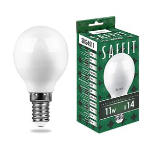 55138 SAFFIT SBG4511, G45 (шар), 11W 230V E14 4000К (белый) Лампа светодиодная FERON 55138