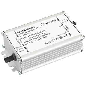 028883 ARPV-LG24060-PFC (24V, 2.5A, 60W) (ARL, IP67 Металл, 5 лет) Блок питания Arlight (Россия) 028883
