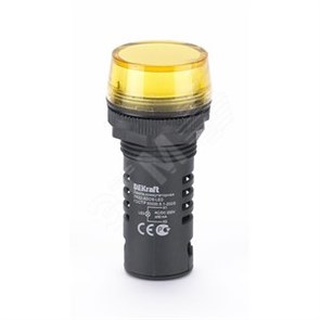 25120DEK ЛК-22 Лампа коммутационная d22мм ADDS LED желтая 220В AC/DC (уп.12/360шт.) DEKraft 25120DEK
