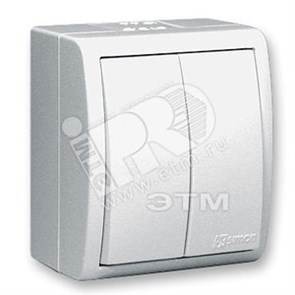1594398-030 Выключатель двухклавишный, IP54, 10А 250В, винтовой зажим, S15A, белый (уп.10шт.) 1594398-030