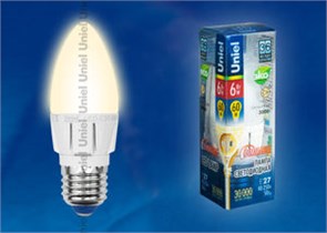 LED-C37-6W/WW/E27/FR/DIM Palazzo Лампа светодиодная диммир., теплый белый свет (уп.10шт.) UNIEL LED-C37-6W/WW/E27/FR/DIM