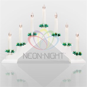 501-081 Горка новогодняя 7 свечек корпус бел. свечение тепл. бел. Neon-Night  501-081