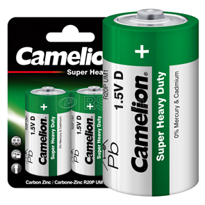R20-BP2 Green Элемент питания солевой 1,5В тип D, блистер 2шт. (уп.12/96шт.) Camelion (Китай) R20-BP2