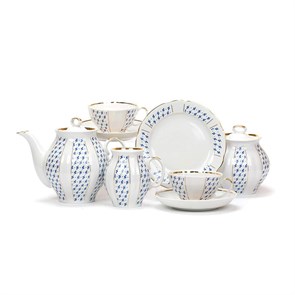 Сервиз чайный "Ситец" 6/21 ф. Белый лебедь", Дулево Сервиз чайный "Ситец" 6/21 ф. Белый лебедь", Дулев