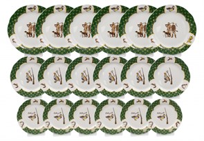 Набор тарелок Охота Вырезной край зеленый, 18 шт, Дулево 719972