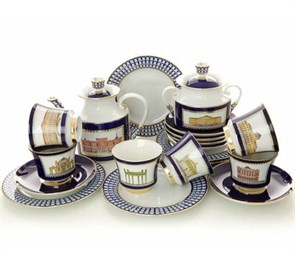 81.25120.00.1 Сервиз чайный форма Банкетная рисунок Классика Петербурга, 6/20 предметов АО "Императорский фарфоровый завод" 81.25120.00.1