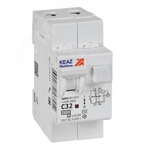 328101 OptiDin D63-22C40-AC-У3 Выключатель автоматический дифференциальный (АВДТ) 1п+N 32А 30мА тип AC х-ка С 4.5кА КЭАЗ (Россия) 328101