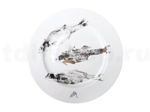 81.23238.00.1 Тарелка декоративная 26.5 см рис. Рыбы. Вечер, ОА "Императорский фарфоровый завод" 81.23238.00.1