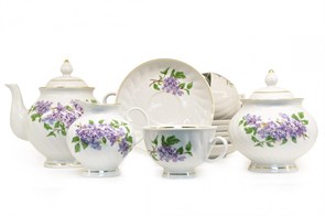 Сервиз чайный Сирень, 6/15 предметов, форма Голубая роза, Дулево Сервиз чайный Сирень, 6/15 предметов, форма Голуба