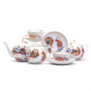 Сервиз чайный Перо жар птицы форма Тюльпан 6/15 предметов, Дулево 720030