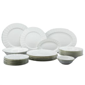 81.30716.00.1 Сервиз столовый ф. Нега рис. Платиновая лента, 6/24 предметов, АО "Императорский фарфоровый завод" 81.30716.00.1