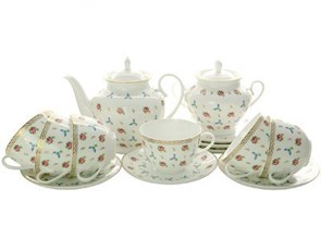 81.26312.00.1 Сервиз чайный форма Весенняя-2, рисунок Цветочный вальс, 6/14 предметов, АО "Императорский фарфоровый завод" 81.26312.00.1