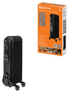 SQ2501-0904 МО-7К, чёрный, 1500Вт, 7 секций, регул. мощн. (550/950/1500 Вт), термостат Масляный обогреватель TDM SQ2501-0904