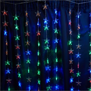 48609 CL25 230V 100 LED 2*1м, мультиколор, IP20, сетевой шнур 3м Гирлянда - занавес Звёздочки FERON (Китай) 48609