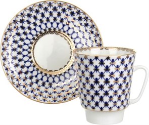 81.14569.00.1 Чашка с блюдцем кофейная 80 мл форма Черный кофе рисунок Кобальтовая сетка , ИФЗ 81.14569.00.1