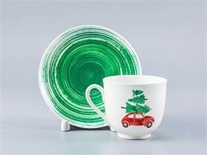 81.28062.00.1 Чашка с блюдцем форма Ландыш рисунок Машинка, ИФЗ 81.28062.00.1