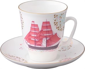 81.27381.00.5 Чашка с блюдцем ИФЗ Майская, Волшебная ночь, 165мл, костяной фарфор, ИФЗ 81.27381.00.5