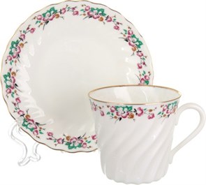 81.13951.00.1 Чайная пара ИФЗ Витая, Весенний, 155мл, костяной фарфор, ИФЗ 81.13951.00.1