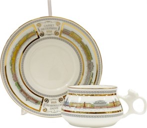 81.15737.00.1 Чашка с блюдцем кофейная ф. Билибина рис. Набережные Невы, ИФЗ 81.15737.00.1