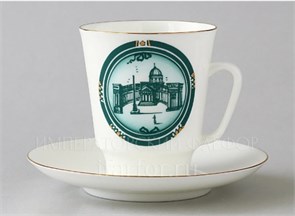 81.14123.00.1 Чашка с блюдцем кофейная 165 мл форма Майская рисунок Виды Санкт-Петербурга, ИФЗ 81.14123.00.1