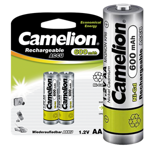 NC-AA600BP2 Аккумулятор Ni-Cd AA 1,2В 600mAh (уп.2шт.) Camelion NC-AA600BP2