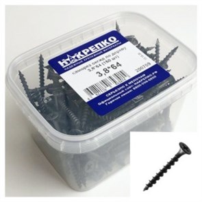 200709 Саморез оксид по дереву потайной крупный шаг 3,8*64 (150 шт EC) (цена за уп) НАКРЕПКО 200709