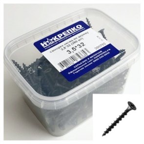 200703 Саморез оксид по дереву потайной крупный шаг 3,5*32 (350 шт EC) (цена за уп) НАКРЕПКО 200703