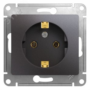 GSL001343 Glossa Механизм розетки 1 гнездо с заземлением, графит (уп.10шт.) Systeme Electric (Россия) GSL001343