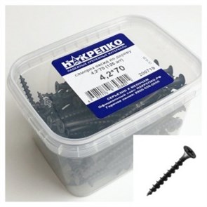 200719 Саморез оксид по дереву потайной крупный шаг 4,2*70 (125 шт EC) (цена за уп) НАКРЕПКО 200719