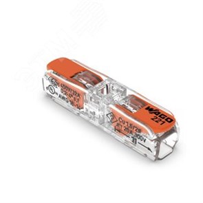 221-2411 Клемма монтажная 2х0,14-4мм² (для многопроволочной жилы) (уп.100шт.) WAGO (Германия) 221-2411