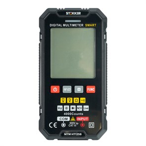 49995 HT125B Мультиметр цифровой, 4000 отсчетов, 2 батареи тип ААА 1,5В, автоматический, черный STEKKER (Китай) 49995