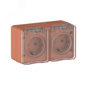 ATN544026 AtlasDesign Profi54 Розетка 2 гнезда с заземлением, шторкамии и крышкой IP54, терракотовый (уп.6шт.) Systeme Electric (Россия) ATN544026-1