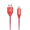 iK-12NS red Дата-кабель SmartBuy USB-A штекер - USB-micro штекер, нейлон Socks 1м красный 57684 - фото 604489